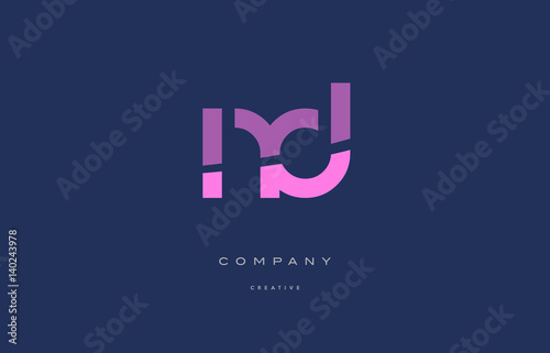 nd n d  pink blue alphabet letter logo icon photo