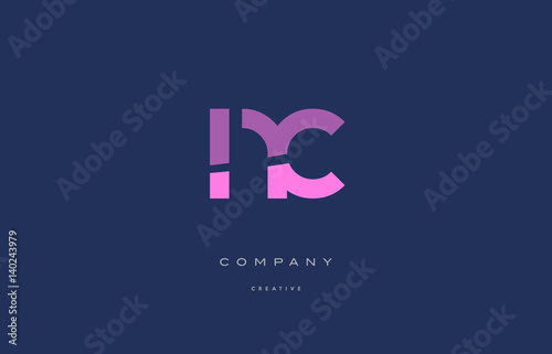 nc n c pink blue alphabet letter logo icon