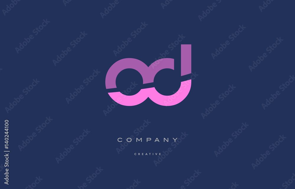 Fototapeta premium od o d pink blue alphabet letter logo icon