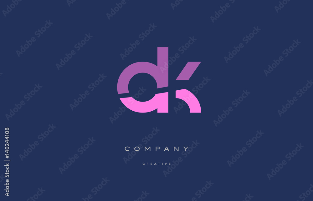 Fototapeta premium ok o k pink blue alphabet letter logo icon