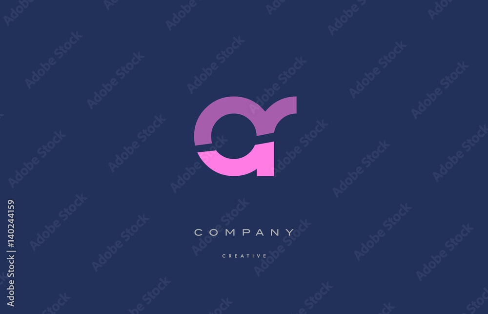 or o r  pink blue alphabet letter logo icon