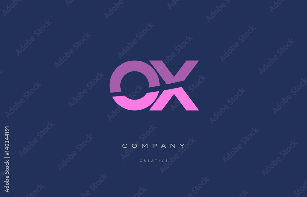 ox o x  pink blue alphabet letter logo icon