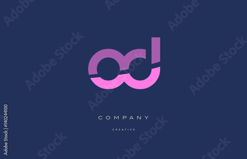 od o d  pink blue alphabet letter logo icon photo