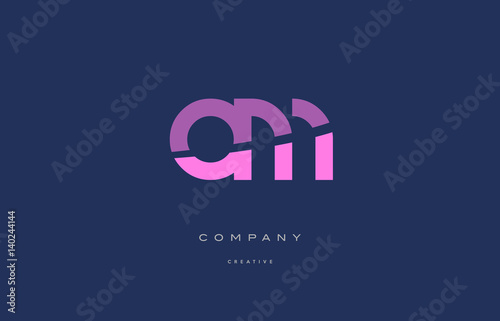 om o m  pink blue alphabet letter logo icon