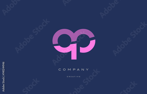 Canvas Print op o p  pink blue alphabet letter logo icon