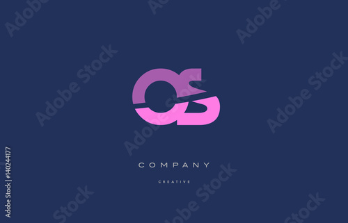 os o s  pink blue alphabet letter logo icon