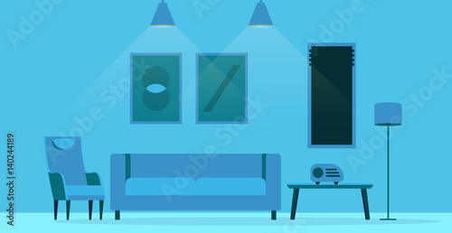 Flat style living room interior design