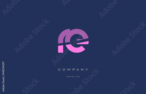 re r e  pink blue alphabet letter logo icon
