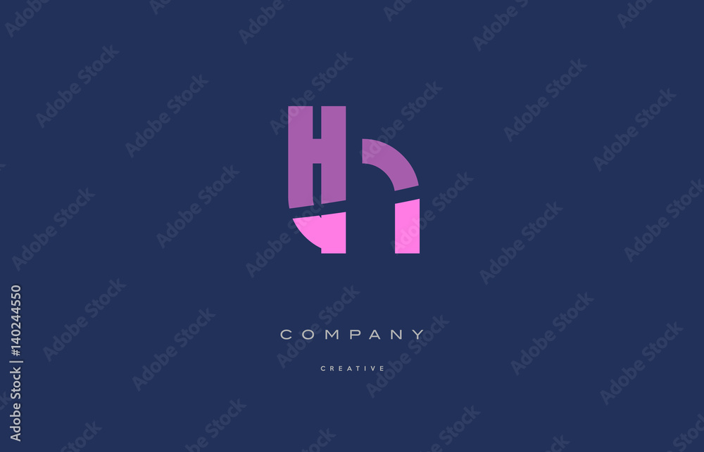 th t h  pink blue alphabet letter logo icon