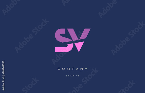 sv s v  pink blue alphabet letter logo icon