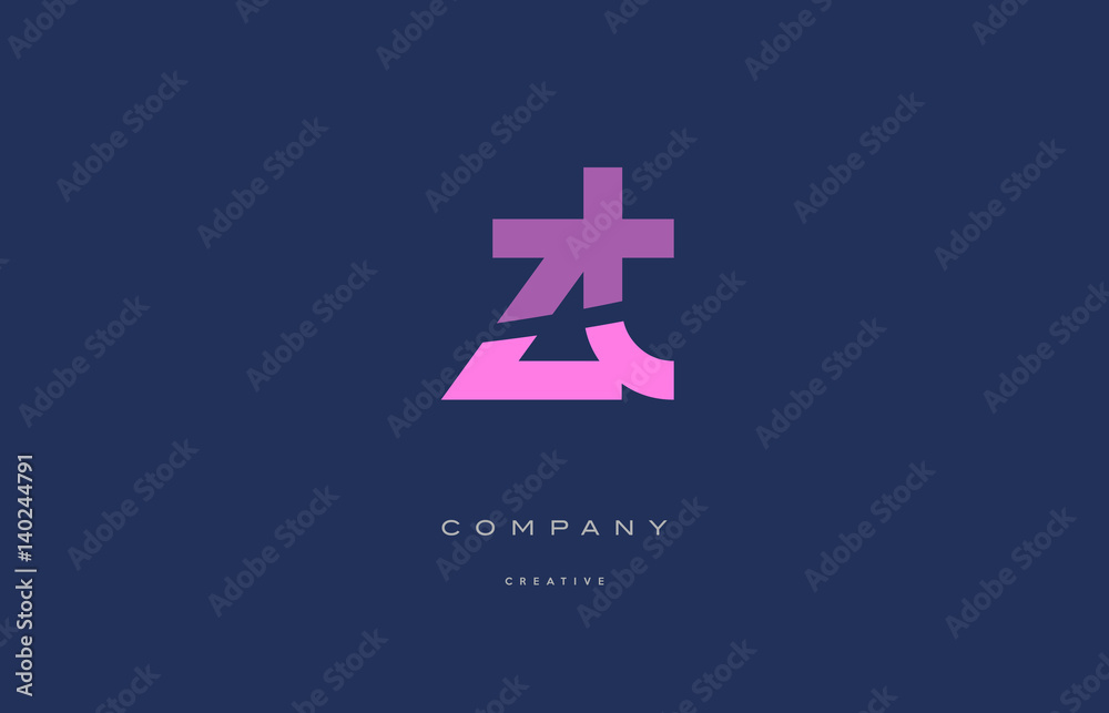 Obraz premium zt z t pink blue alphabet letter logo icon