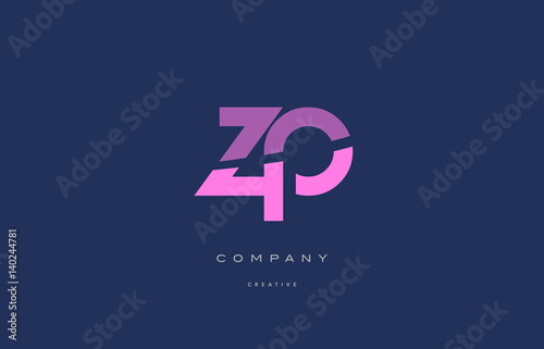 zp z p pink blue alphabet letter logo icon