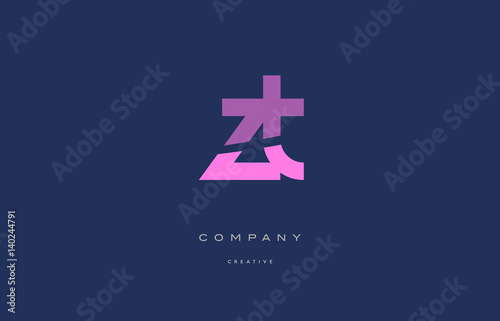zt z t  pink blue alphabet letter logo icon photo
