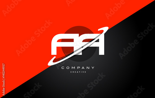 aa a  red black technology alphabet company letter logo icon