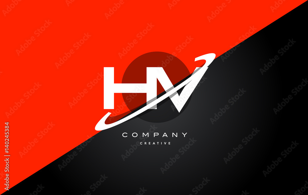 hv h v  red black technology alphabet company letter logo icon