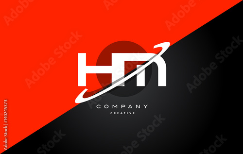 hm h m  red black technology alphabet company letter logo icon