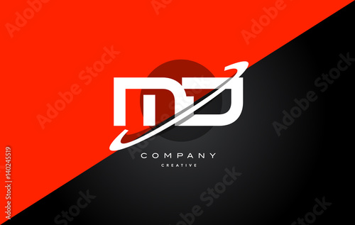 md m d red black technology alphabet company letter logo icon