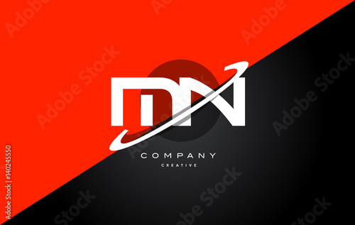 mn m n  red black technology alphabet company letter logo icon
