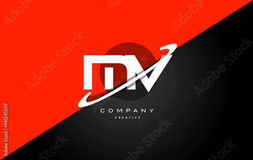 mv m v  red black technology alphabet company letter logo icon