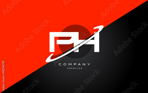 ph p h  red black technology alphabet company letter logo icon