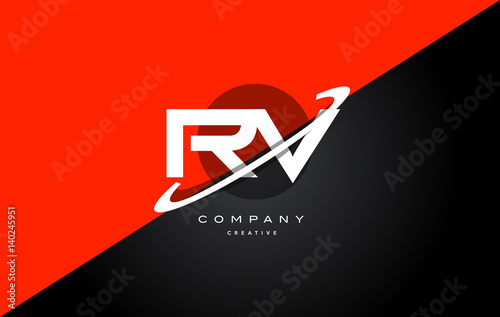 rv r v  red black technology alphabet company letter logo icon