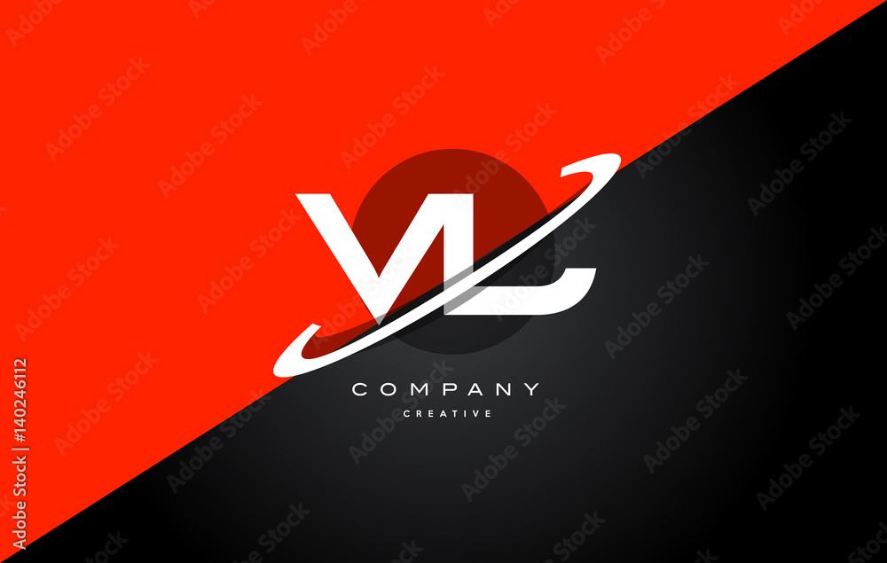 vl v l  red black technology alphabet company letter logo icon