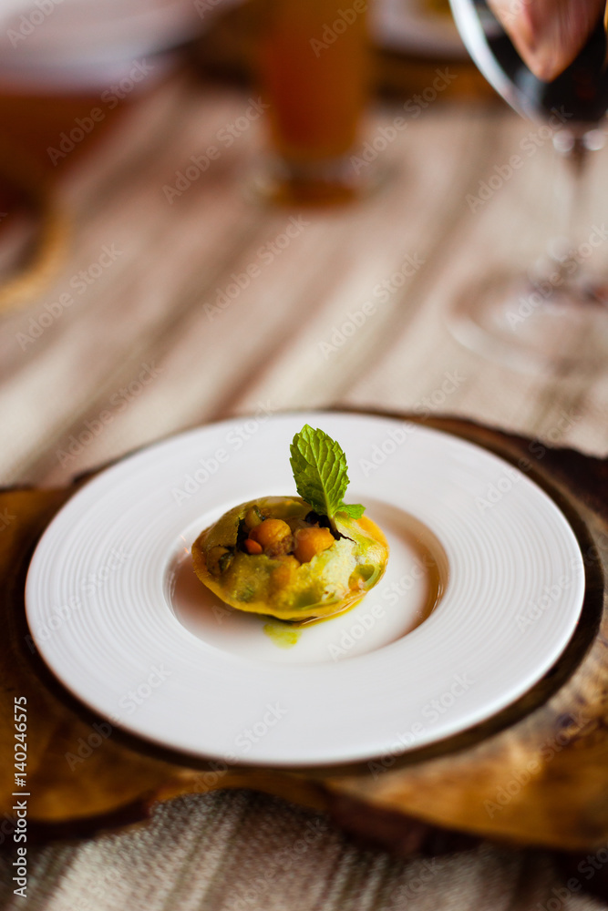 Puff pastry on white plate Puff pastry on white plate