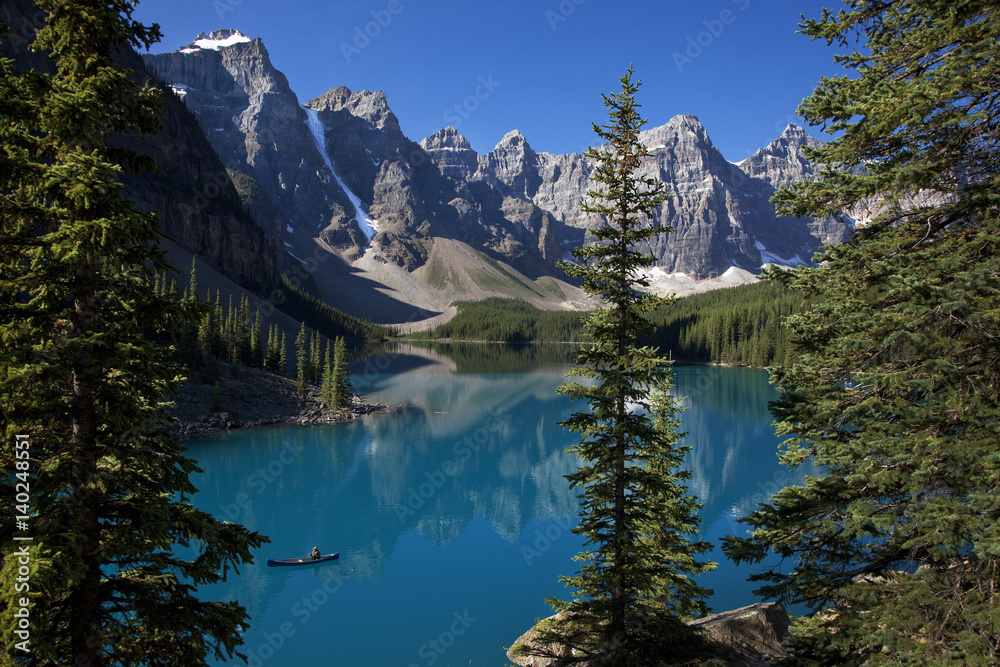 Canoe, Moraine Lake, Valley of Ten Peaks, Banff National Park, Alberta, Canada