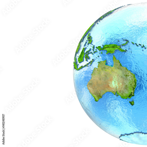Australia on model of Earth