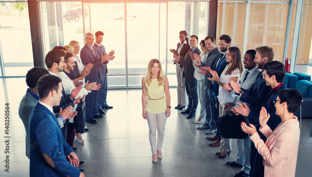 Fototapeta premium happy smiling business partners applauding.