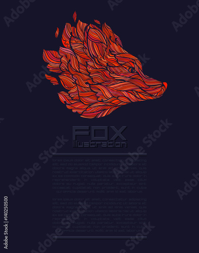 Vector Fox or Wolf Design Icon Logo Luxury red