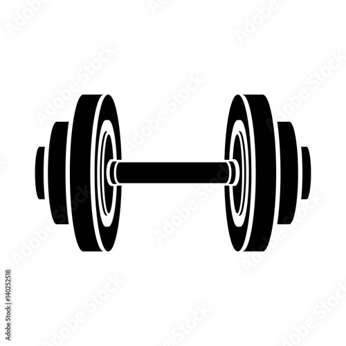 monochrome silhouette with dumbbell for training in gym vector illustration