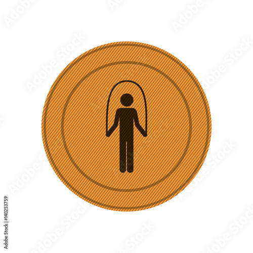 amber circular frame with training in jumping rope vector illustration