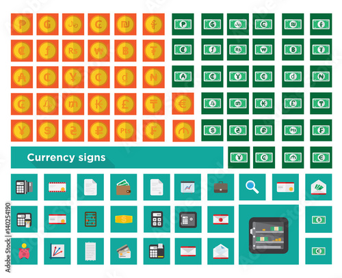 set icons color finance and set currency symbol