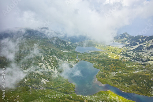 Amazing Panorama of The Twin, The Trefoil, The Fish and the upper Lakes, The Seven Rila Lakes, Bulgaria