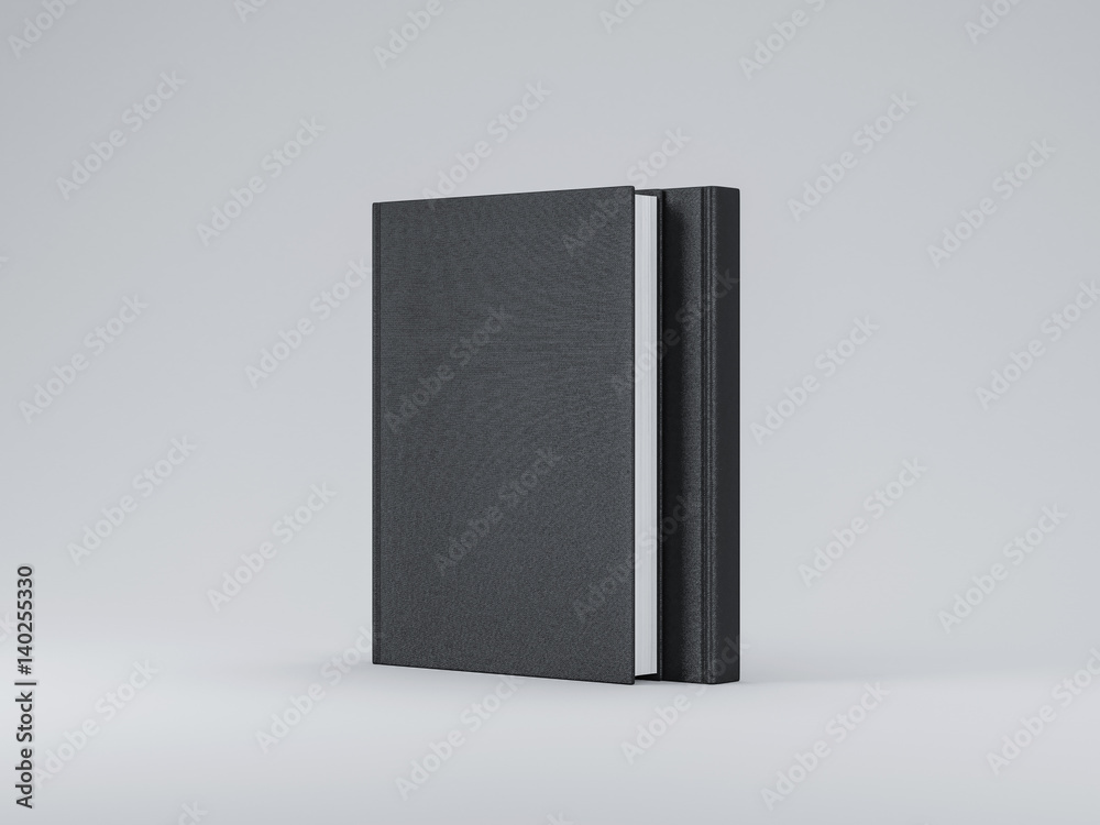 Two Black Books mockup with textured cover, 3d rendering