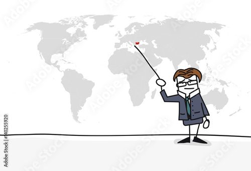 Personnage qui présente la carte du monde : Bulgarie
