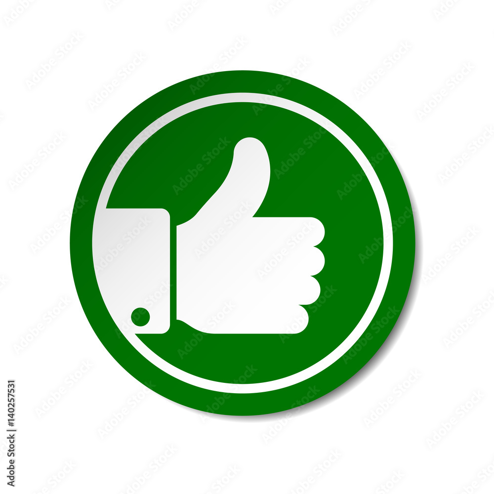 Green thumb up button round sticker. Vector. Green thumb up button round sticker. Vector.