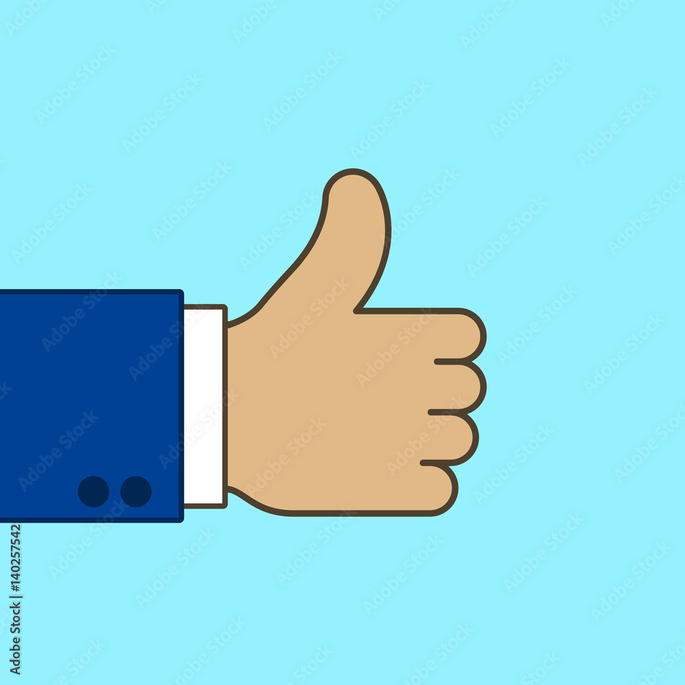 Hand with thumb up in flat design style. Vector. Hand with thumb up in flat design style. Vector.