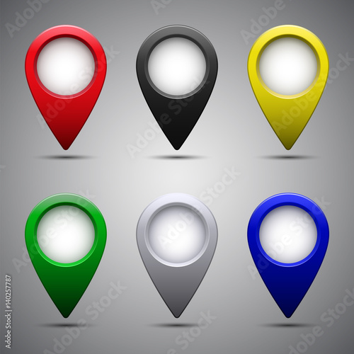 Free Download Set of bright map pointers, vector iolated blank naviation signs. - GFXLoad
