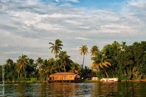 A houseboat in Kerala backwaters, India. © Marcos