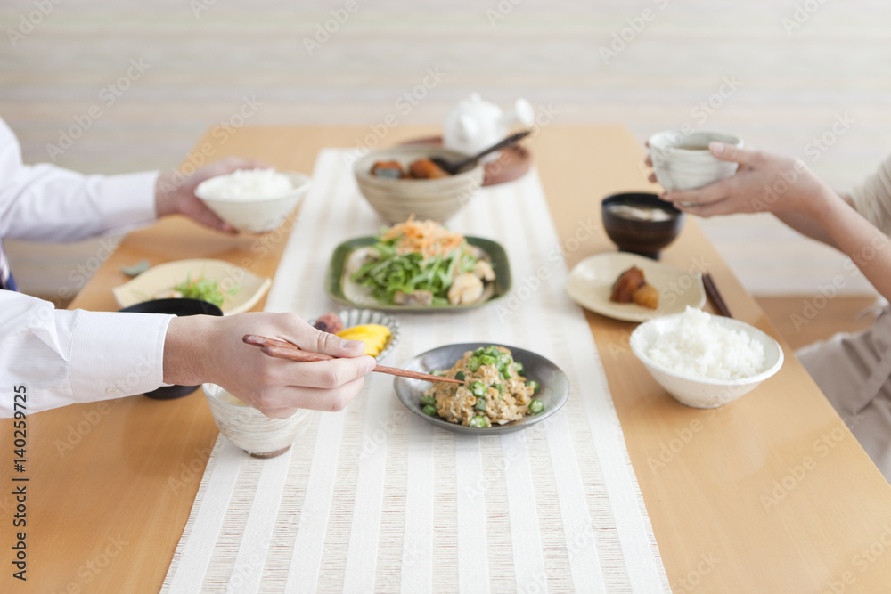 Two people having Japanese meal Two people having Japanese meal