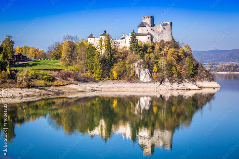 Castle on the lake in Niedzica, Poland