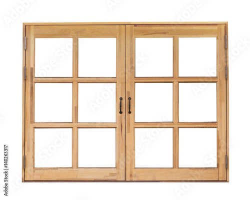 Wooden window, isolated on white background