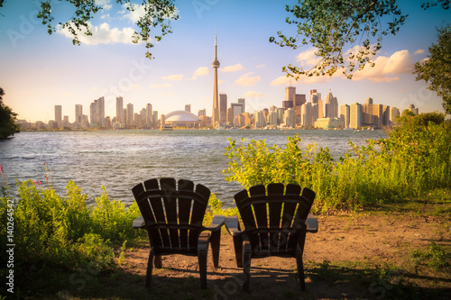 Canvas Print View of Toronto Cityscape during sunset taken from Toronto Central Island
