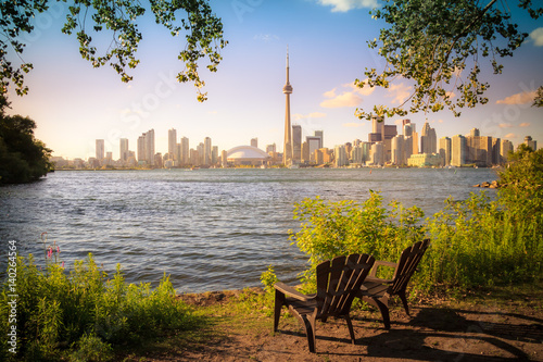 Canvas Print View of Toronto Cityscape during sunset taken from Toronto Central Island
