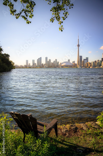 View of Toronto Cityscape during sunset taken from Toronto Central Island