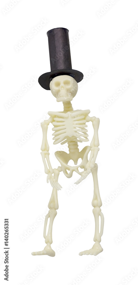 Skeleton Wearing Top hat Front View