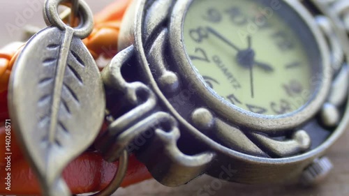 Beautiful sophisticated vintage women's watch macro. photo