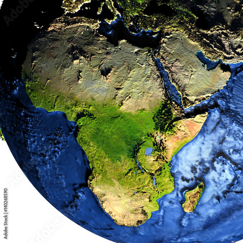 Tablou pe pânză Africa on Earth with exaggerated mountains